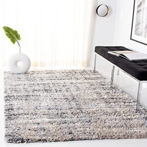 safavieh fontana shag collection 8′ x 10′ grey/ivory fnt856g modern non-shedding living room bedroom dining room entryway plush 2-inch thick area rug