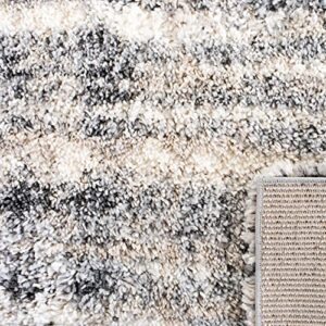 SAFAVIEH Fontana Shag Collection 8' x 10' Grey/Ivory FNT856G Modern Non-Shedding Living Room Bedroom Dining Room Entryway Plush 2-inch Thick Area Rug