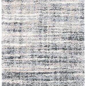 SAFAVIEH Fontana Shag Collection 8' x 10' Grey/Ivory FNT856G Modern Non-Shedding Living Room Bedroom Dining Room Entryway Plush 2-inch Thick Area Rug