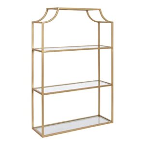 kate and laurel ciel glam 3-tier scalloped wall shelf, 20 x 30, gold, modern shelving with glass tiers