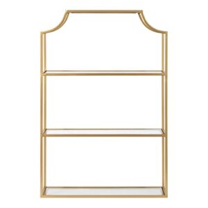 Kate and Laurel Ciel Glam 3-Tier Scalloped Wall Shelf, 20 x 30, Gold, Modern Shelving with Glass Tiers