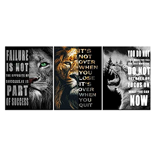 Lion Motivational Canvas Office Print Wall Art Animal Inspirational Picture Animal Poster Painting Modern Inspiring Artwork for Home Living Room Bedroom Office Decor Ready to Hang [36''W x 16''H]