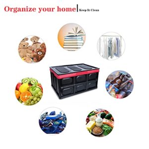 GUOZI 30 Liter Collapsible Storage Bin with Lid, Durable Plastic Folding Storage Crate, Stackable Storage Box Organizer Container for Keepsake Toy Photos Office Nursery Wardrobe Bookshelf etc.