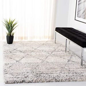 safavieh fontana shag collection 8′ x 10′ grey/ivory fnt886f modern trellis non-shedding living room bedroom dining room entryway plush 2-inch thick area rug