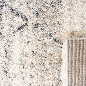 SAFAVIEH Fontana Shag Collection 8' x 10' Grey/Ivory FNT886F Modern Trellis Non-Shedding Living Room Bedroom Dining Room Entryway Plush 2-inch Thick Area Rug