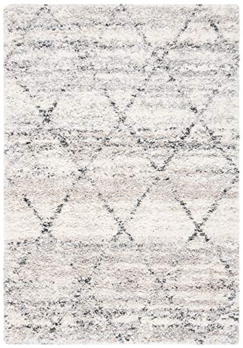 SAFAVIEH Fontana Shag Collection 8' x 10' Grey/Ivory FNT886F Modern Trellis Non-Shedding Living Room Bedroom Dining Room Entryway Plush 2-inch Thick Area Rug