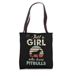 just a girl who loves pitbulls retro vintage tote bag
