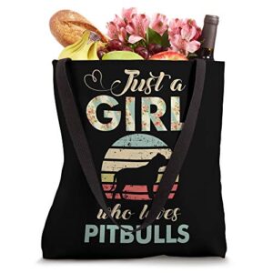 Just A Girl Who Loves Pitbulls Retro Vintage Tote Bag