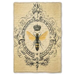 modern vintage french queen bee throw blanket warm ultra-soft micro fleece blanket for bed couch living room