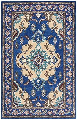 SAFAVIEH Antiquity Collection 8' x 10' Blue/Ivory AT520M Handmade Traditional Oriental Premium Wool Area Rug