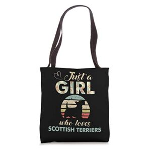 just a girl who loves scottish terriers scottie dog lover tote bag