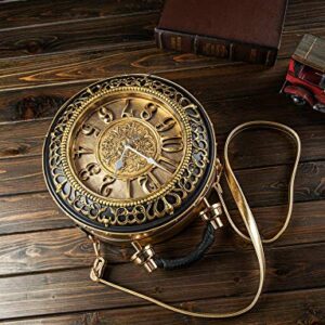 Pu Leather Handbags Fashion Real Clock Shoulder Bag Casual Women Evening Crossbody Bags,Retro Vintage Steampunk Female Messenger Bags for Women Girls (A)