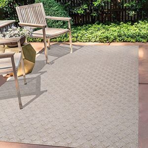 jonathan y sbh101a-4 rabat high-low pile mini-diamond trellis indoor outdoor area-rug bohemian easy-cleaning high traffic bedroom kitchen backyard patio porch non shedding, 4 ft x 6 ft, beige