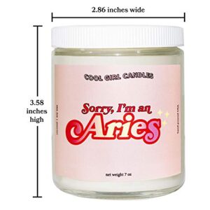 Cool Girl Candles | Aries Zodiac Candle | All Natural Coconut Soy Wax | Best Strong Scented Candles for Home Fragrance | Clean Burning | Aesthetic Décor| Astrology Horoscope Funny Gifts | 8.5 fl oz