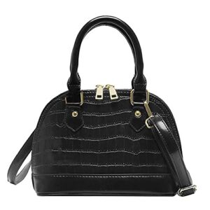 u scinan patent leather top handle tote bag mini zip around dome shoulder bag shell shape cross body handbag purse satchel