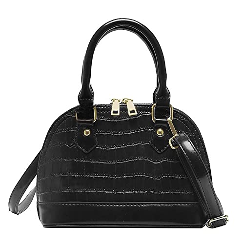 U Scinan Patent Leather Top Handle Tote Bag Mini Zip Around Dome Shoulder Bag Shell Shape Cross Body Handbag Purse Satchel