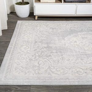 JONATHAN Y MDP401B-8 Rosalia Cottage Medallion Indoor Area-Rug Vintage Bohemian Easy-Cleaning Bedroom Kitchen Living Room Non Shedding, 8 ft x 10 ft, Ivory/Gray