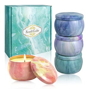 scented candles gift set for women: 4.4 oz pack of 4 soy wax aromatherapy candle with strongly fragrance essential oils for stress relief or christmas birthday mother’s day