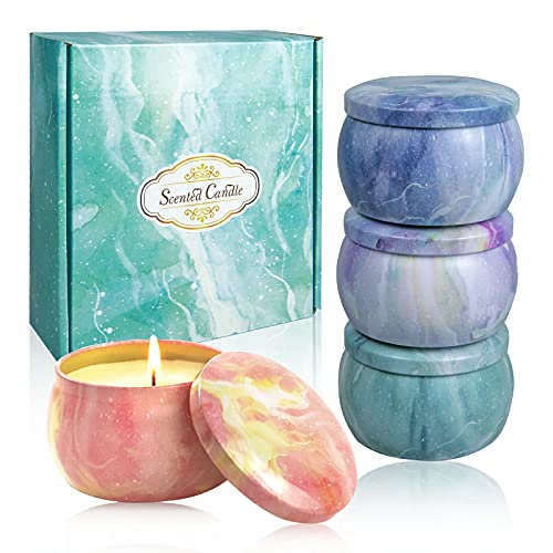 Scented Candles Gift Set for Women: 4.4 Oz Pack of 4 Soy Wax Aromatherapy Candle with Strongly Fragrance Essential Oils for Stress Relief or Christmas Birthday Mother's Day