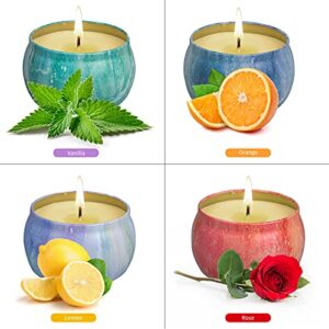 Scented Candles Gift Set for Women: 4.4 Oz Pack of 4 Soy Wax Aromatherapy Candle with Strongly Fragrance Essential Oils for Stress Relief or Christmas Birthday Mother's Day