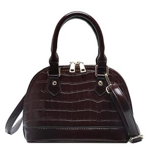 Zip Around Dome Patent Leather Satchel Mini Top Handle Tote Bag Shell Shape Purse Handbags