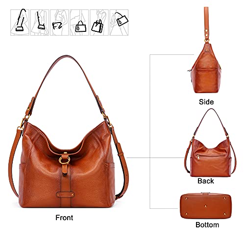 CLUCI Handbags Purse for Women Tote Hobo Bags Genuine Leather Designer Large Ladies Vintage Shoulder Bags Two-toned Brown