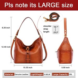 CLUCI Handbags Purse for Women Tote Hobo Bags Genuine Leather Designer Large Ladies Vintage Shoulder Bags Two-toned Brown