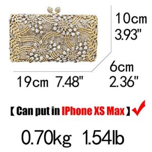 Women Flower Evening Bags Crystal Clutch Wedding Handbag and Purse Bridal Party Dinner Minaudiere Bag (Small,Purple)