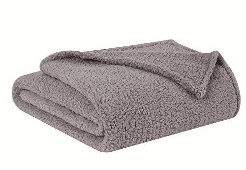 Brooklyn Loom - Soft and Luxurious Marshmallow Sherpa Throw (50" x 60") - Grey