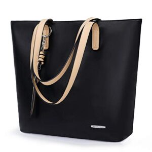 soft faux leather tote for women with large zipper compartment