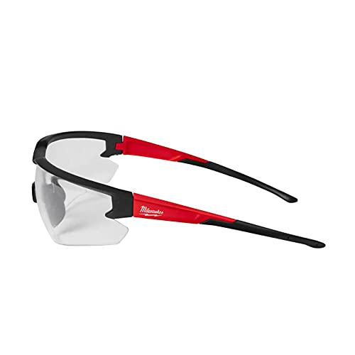 Milwaukee Anti-Scratch Safety Glasses Clear Lens Black/Red Frame - Case of: 1;