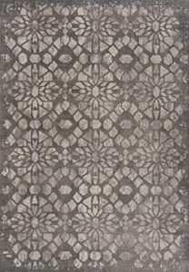 jonathan y mdp405a-3 roma ornate geometric tile indoor -area rug vintage transitional contemporary casual easy-cleaning bedroom kitchen living room non shedding, 3 x 5, grey