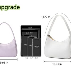 CYHTWSDJ Shoulder Bags for Women, Cute Hobo Tote Handbag Mini Clutch Purse with Zipper Closure (White, L)