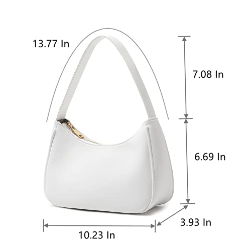 CYHTWSDJ Shoulder Bags for Women, Cute Hobo Tote Handbag Mini Clutch Purse with Zipper Closure (White, L)