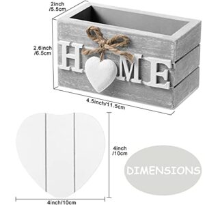 Coasters for Drinks, Wooden Heart Coasters Set of 6 Farmhouse Coasters with Holder Funny Coasters for Coffee Table Protection Housewarming Gifts for New Home Decoration, 4 Inch (Home, Grey)