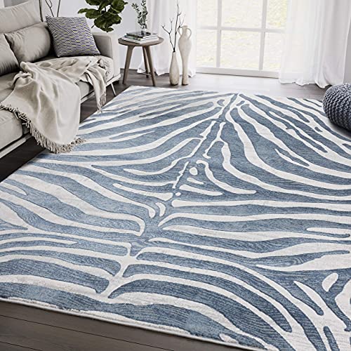 Abani Nova NOV170A Blue Grey Zebra Print Area Rug 6' x 9'