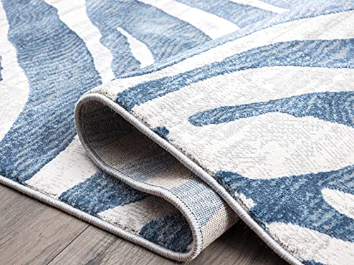 Abani Nova NOV170A Blue Grey Zebra Print Area Rug 6' x 9'