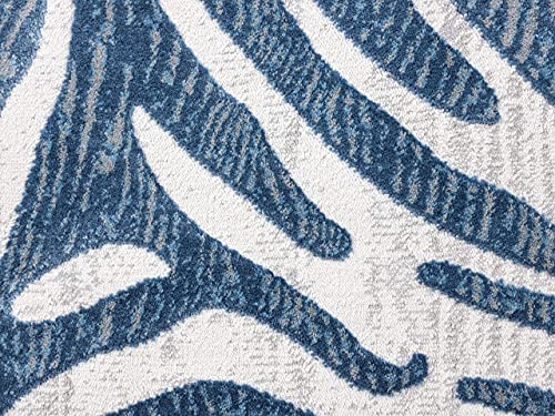 Abani Nova NOV170A Blue Grey Zebra Print Area Rug 6' x 9'