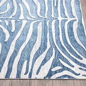 Abani Nova NOV170A Blue Grey Zebra Print Area Rug 6' x 9'