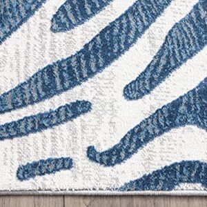 Abani Nova NOV170A Blue Grey Zebra Print Area Rug 6' x 9'