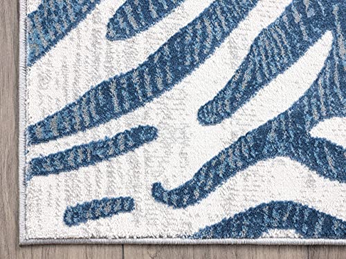 Abani Nova NOV170A Blue Grey Zebra Print Area Rug 6' x 9'