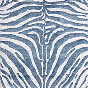 Abani Nova NOV170A Blue Grey Zebra Print Area Rug 6' x 9'