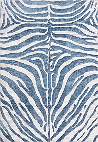 Abani Nova NOV170A Blue Grey Zebra Print Area Rug 6' x 9'