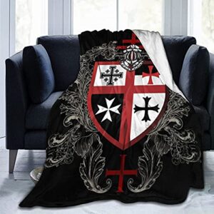 knights templar cross super soft warm fleece blanket, comfortable flannel blanket, four season blanket suitable for bedroom bed and sofa