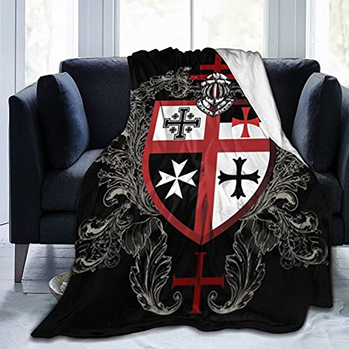 Knights Templar Cross Super Soft Warm Fleece Blanket, Comfortable Flannel Blanket, Four Season Blanket Suitable for Bedroom Bed and Sofa