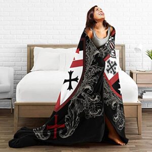 Knights Templar Cross Super Soft Warm Fleece Blanket, Comfortable Flannel Blanket, Four Season Blanket Suitable for Bedroom Bed and Sofa