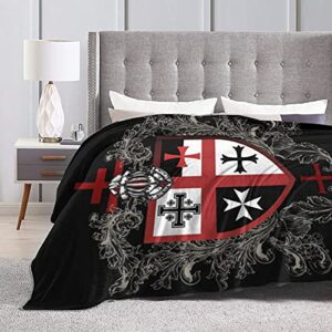 Knights Templar Cross Super Soft Warm Fleece Blanket, Comfortable Flannel Blanket, Four Season Blanket Suitable for Bedroom Bed and Sofa