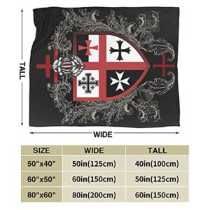 Knights Templar Cross Super Soft Warm Fleece Blanket, Comfortable Flannel Blanket, Four Season Blanket Suitable for Bedroom Bed and Sofa