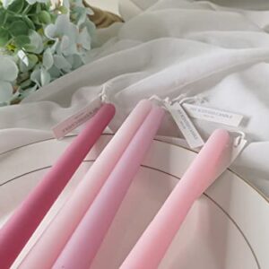 4 PCS Romantic Rose Scent Scented Pink Gradient Color Scented Taper Candles Smokeless Candle Long Candles Wax Colored Taper Candles for Decor Wedding,Festival and Special Occasions,10 INCH