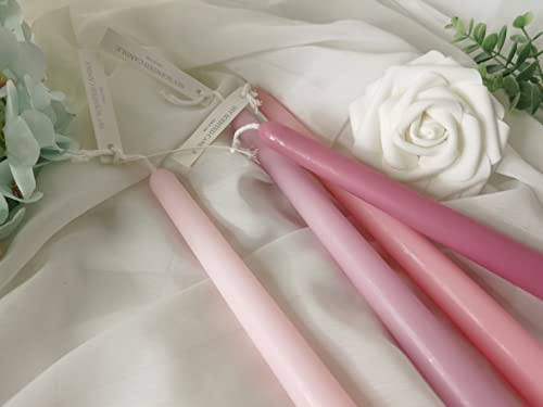 4 PCS Romantic Rose Scent Scented Pink Gradient Color Scented Taper Candles Smokeless Candle Long Candles Wax Colored Taper Candles for Decor Wedding,Festival and Special Occasions,10 INCH